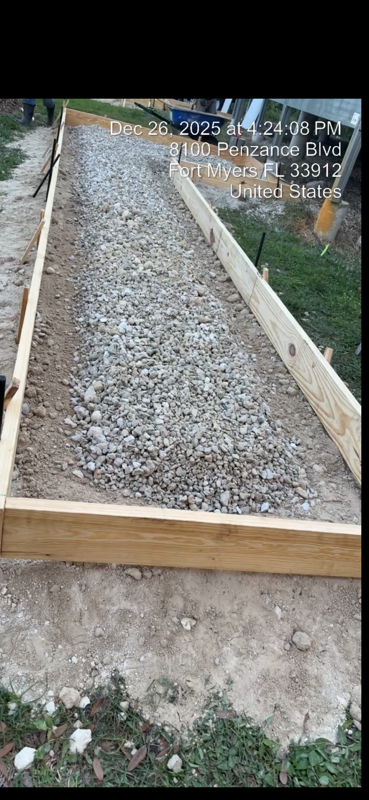Concrete slab form and base prep with crushed stone